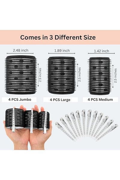 ELAUR 24 Pcs Thermal Hair Rollers & Clips, Self Holding Hair Curlers with Clips, Large Rollers for H