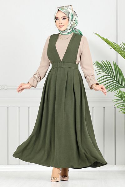 ModaMerve Σετ Gilet με ελαστική μανσέτα 9152PL940-M Χακί