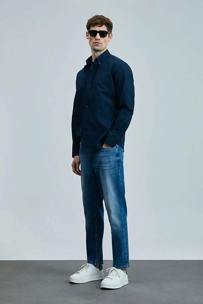 Lufian Ανδρικό πουκάμισο Ellery Navy Blue 111010637