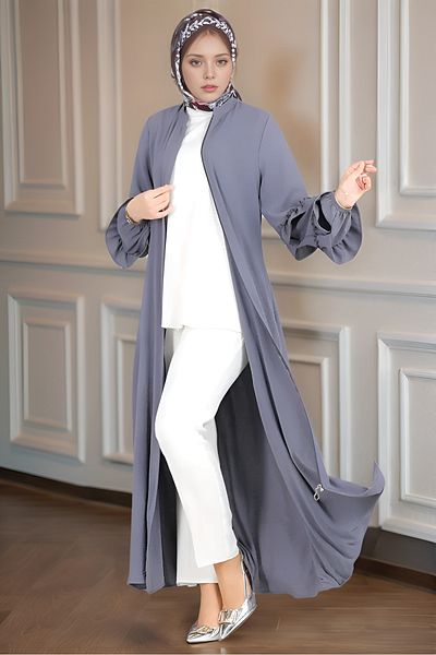 dilber fashion Ayrobin Ferace with Ruffled Sleeves and Hidden Zipper