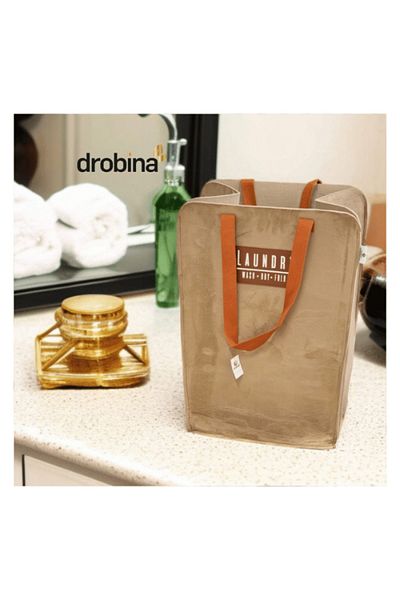 drobina سلة غسيل مستطيلة شامواه وردي