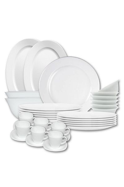 Houzi 40 Pcs Opal ware Dinner set Dinner Soup Dessert plate Bowls Serving bowl & plate cup & saucer