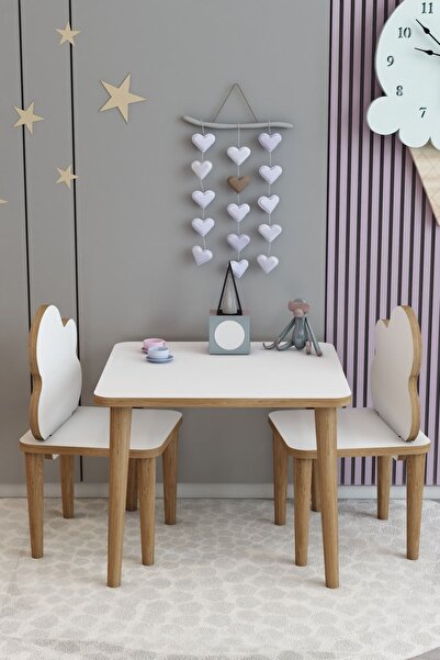 Squall Ahşap Yaz Sil Yüzey Çocuk Masa Sandalye Takımı 2 Sandalye 1 Masa Çocuk...