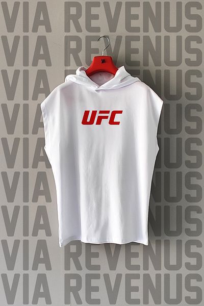 Vordevia UFC μπροστινό και πίσω εμπριμέ με κουκούλα με μηδενικό μανίκι 100% βαμβακερό αθλητικό μπλουζάκι