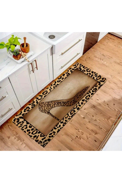 new colourse Leopar Topuklu Ayakkabı Desenli Halı Kilim