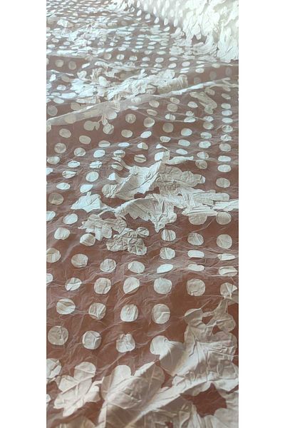 River Fabrics Kraşlı Burnt Organza White