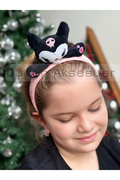 QUEEN AKSESUAR Kuromi Figure Plush Toy Children's Crown Cute 3D Dimensional Design Crown Pink