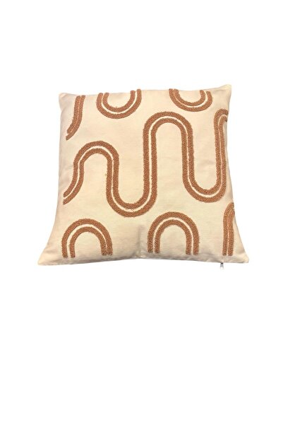 Goshıkı غطاء وسادة مريح من القطن باللون الأصفر المموج مقاس 42×42