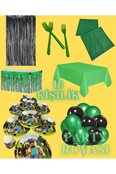 partyrüyası Minecraft Temalı 16 Kişilik Doğum Günü Seti mod3