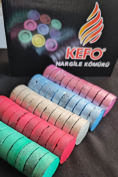 Kefo Renkli Pratik Buhur, nargile tutuşturmak için çakmak ile yakabileceğiniz tablet kömür |5'li kutu|