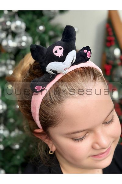 QUEEN AKSESUAR Kuromi Figure Plush Toy Children's Crown Cute 3D Dimensional Design Crown Pink