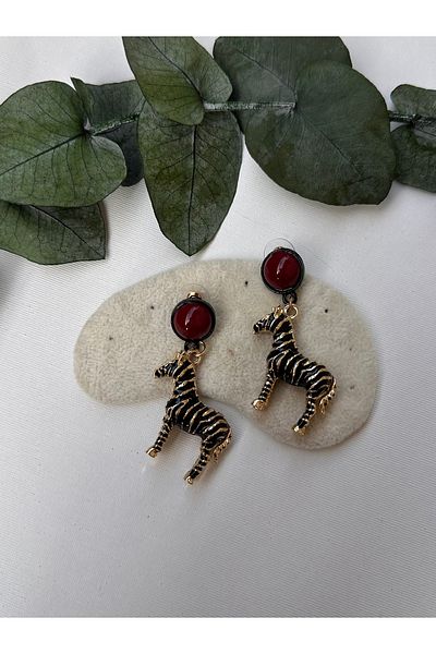 YENGEÇ Brand Model Zebra Earrings