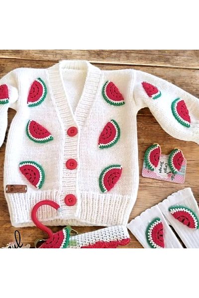 Charme Elegant cardigan cu pepene verde tricotat manual