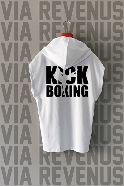 Vordevia Tricou sport cu glugă, 100% bumbac, imprimat în față și spate Kick B...