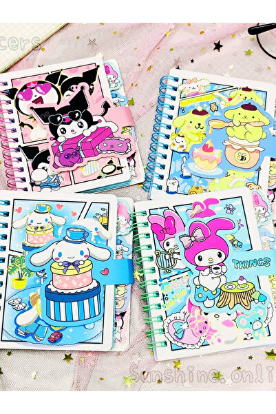 ÖZ OFİS Kuromi My Melody Cinnamoroll Pompompurin Ayraçlı 60 Yaprak Çizgili De...