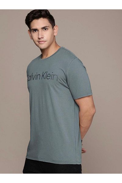 Calvin Klein Men's Light Steel Blue Crew T-Shirt Calvin Klein Logo