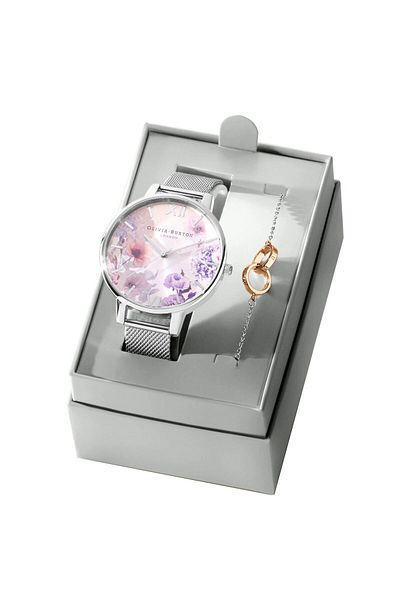 Olivia Burton Ceas Dama, Olivia Burton, Sunlight Florals OBGSET145, Set cu Bratara