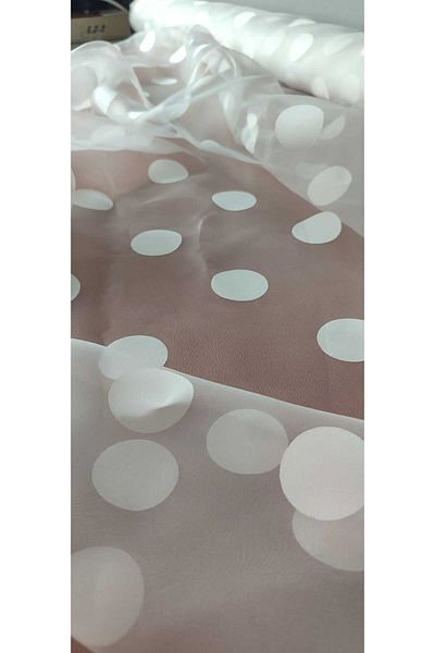 River Fabrics Dotted Organza White