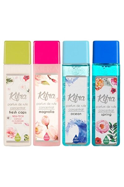 kifra Pachet 4 x Parfum de Rufe Kifra, Fresh Caps, Ocean, Spring, Magnolia, 4 x 80 Spalari, 4 x 200 ml