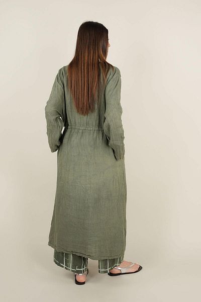 Ranasubaşı Lace up Linen Cap Khaki