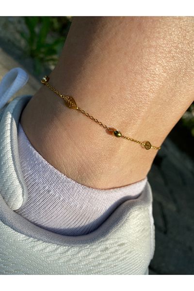 kurukafagift Anklet Steel Leaf Pattern Model