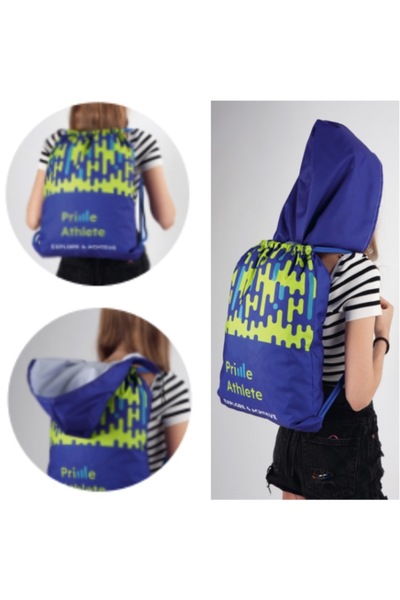 Dynamic Waterproof Drawstring Backpack with Hood, Satin Material, 47×36 cm