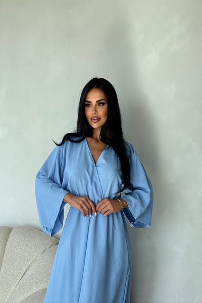 LİLA İSTANBUL Rochie de vară de culoare uni, cu guler dublu, din țesătură de viscoză, cu mâneci liliac