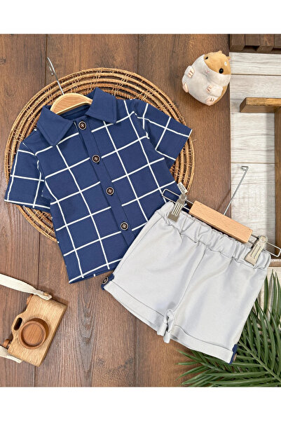 Bolly Baby Plaid Pattern Front Buttoned Summer Baby Boy Suit