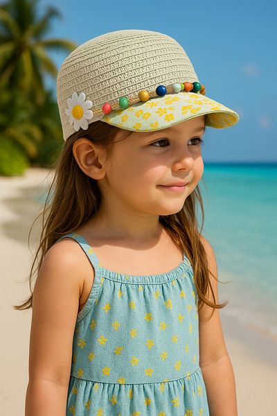 LAGRANZE Children's Straw Hat with Brim 3-7 Years