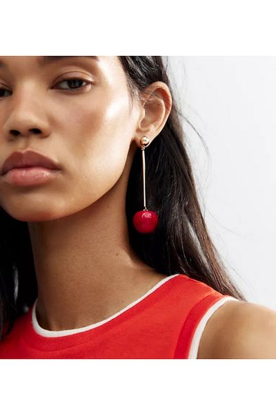 AychaAksesuar Steel Brand Model Pendant Cherry Earrings