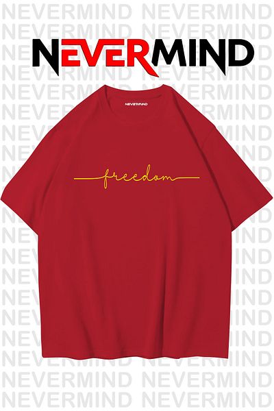 NEVERMIND Men's Oversize “Freedom” Printed Men's T-Shirt – Summer Casual Cotton Tshirt