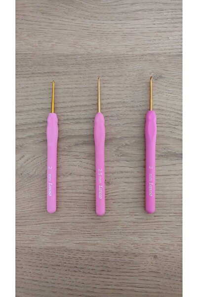 Sihirlihalka Pembe Silikon Saplı Tığ Seti - 2mm - 2,5mm - 3mm