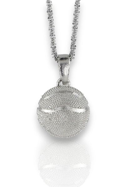 Solfera Basketball Ball Silver Color Steel Chain Metal Men Necklace Q0977