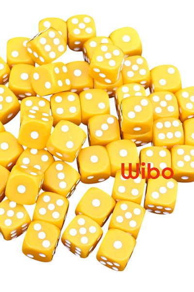 WİBO Okey Dice 40 Pieces Yellow Color Okey Game Dice Acrylic Okey Dice 16 mm