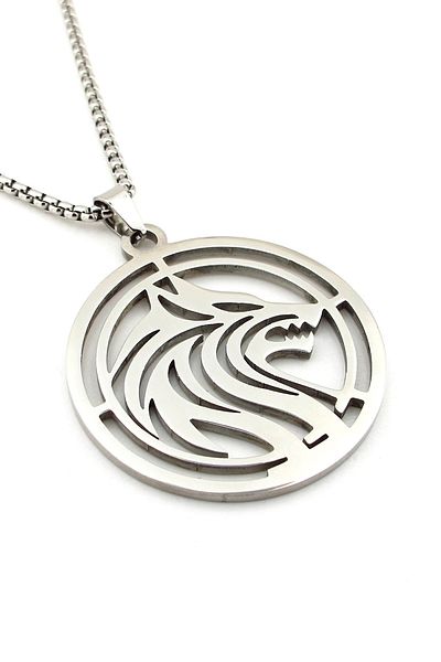 Solfera Wolf Silhouette Viking Stainless Silver Color Steel Men Necklace Chain Q0976