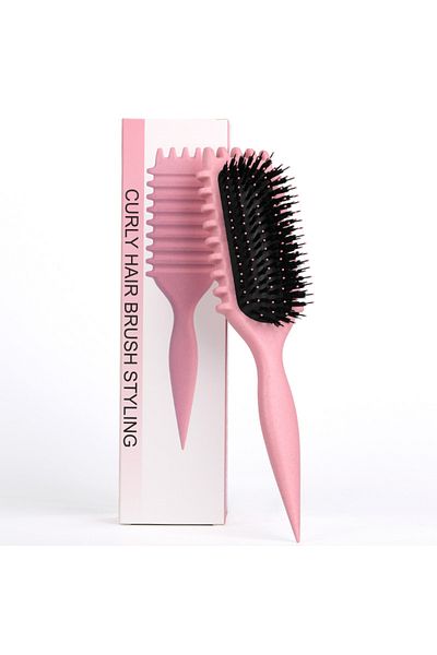 PİNK CODE Magic Curling Comb - Curl Defining Comb - Curly Hair Brush - Perfect Curls Pink