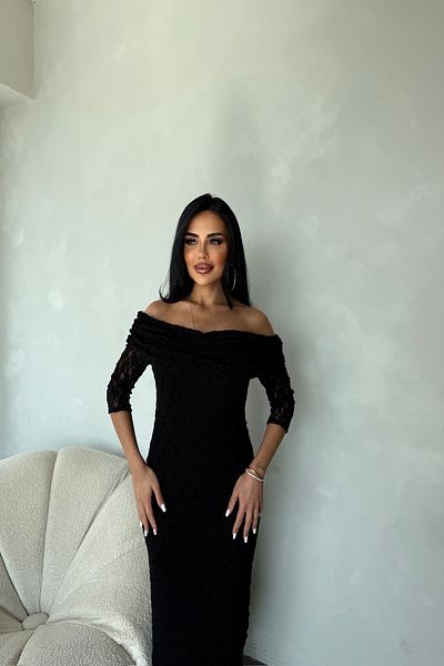 LİLA İSTANBUL Rochie de vară cu detaliu din guipură cu guler Madonna