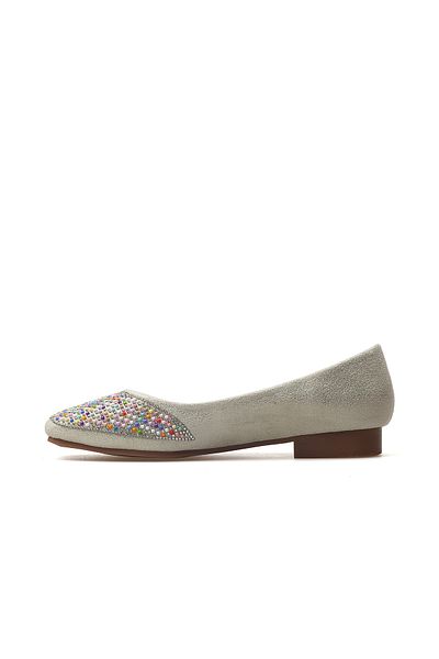 Guja Woman's stone detailed daily flat shoe 25y 25y179-3 z beige