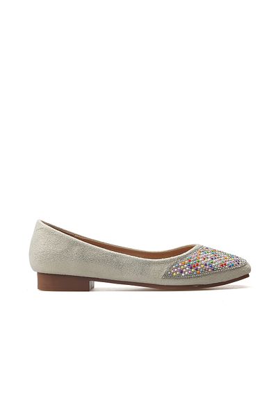 Guja Woman's stone detailed daily flat shoe 25y 25y179-3 z beige