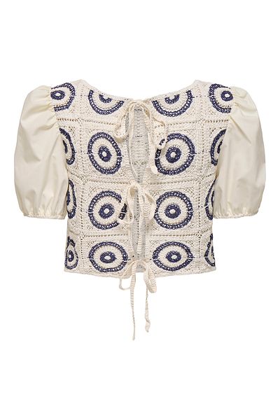 ONLY Onlcharis Cotton Embroidered Regular Fit Balloon Sleeve Top Top 15346915