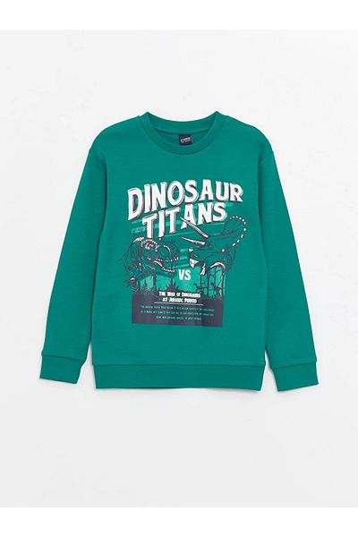 LC Waikiki Lcw Kids Green Crew Neck Printed Boys Tracksuit Set