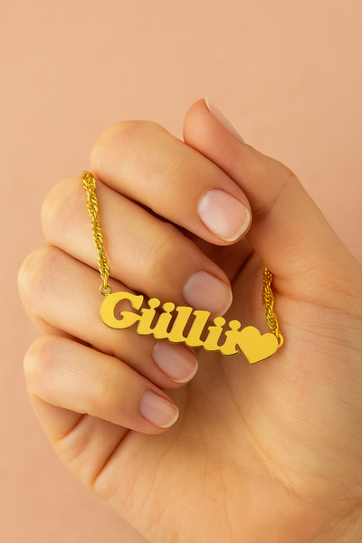 NİŞANTAŞI GÜMÜŞ İsim Yazılı Kalpli Kolye, İsim Yazılı Kolye, İsimli Gümüş Kol...