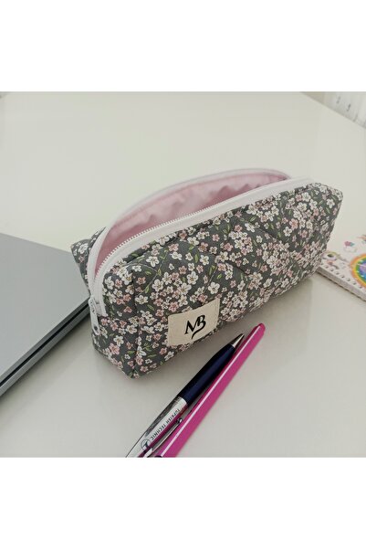 MB Minik pembe çiçekli kalemlik-tek bölmeli