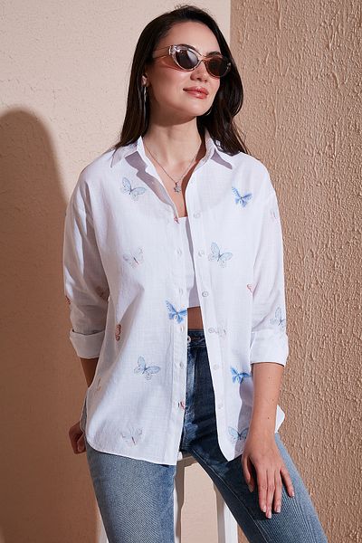 Lela Cotton and Linen Blend Regular Fit Patterned Shirt Shirt 6773195