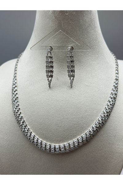 HADRA ACCESSORİES High Quality Stylish Looking Evening Dress Necklace Earring Set Bridal Jewelry Set Engagement Set Wedding Set