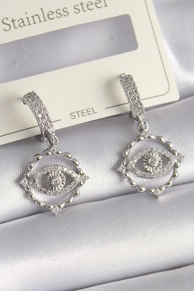 merland benvecocuk Brass Silver Color Zircon Stone Eye Model Women's Necklace - Lisinya