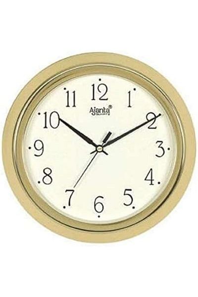 ajanta Quartz Analog Wall Clock – Golden Frame, Elegant Plastic Design – 43.5cm x 31.4cm