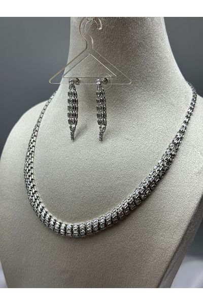 HADRA ACCESSORİES High Quality Stylish Looking Evening Dress Necklace Earring Set Bridal Jewelry Set Engagement Set Wedding Set