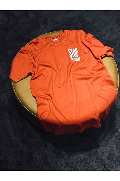 Spark Collection Stop Overthinking 100% Cotton Relax Mold Orange Tshirt