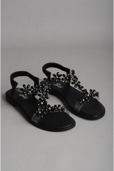 SEÇ KUNDURA SEÇ 811 HAKİKİ DERİ BONCUKLU SANDALET SİYAH